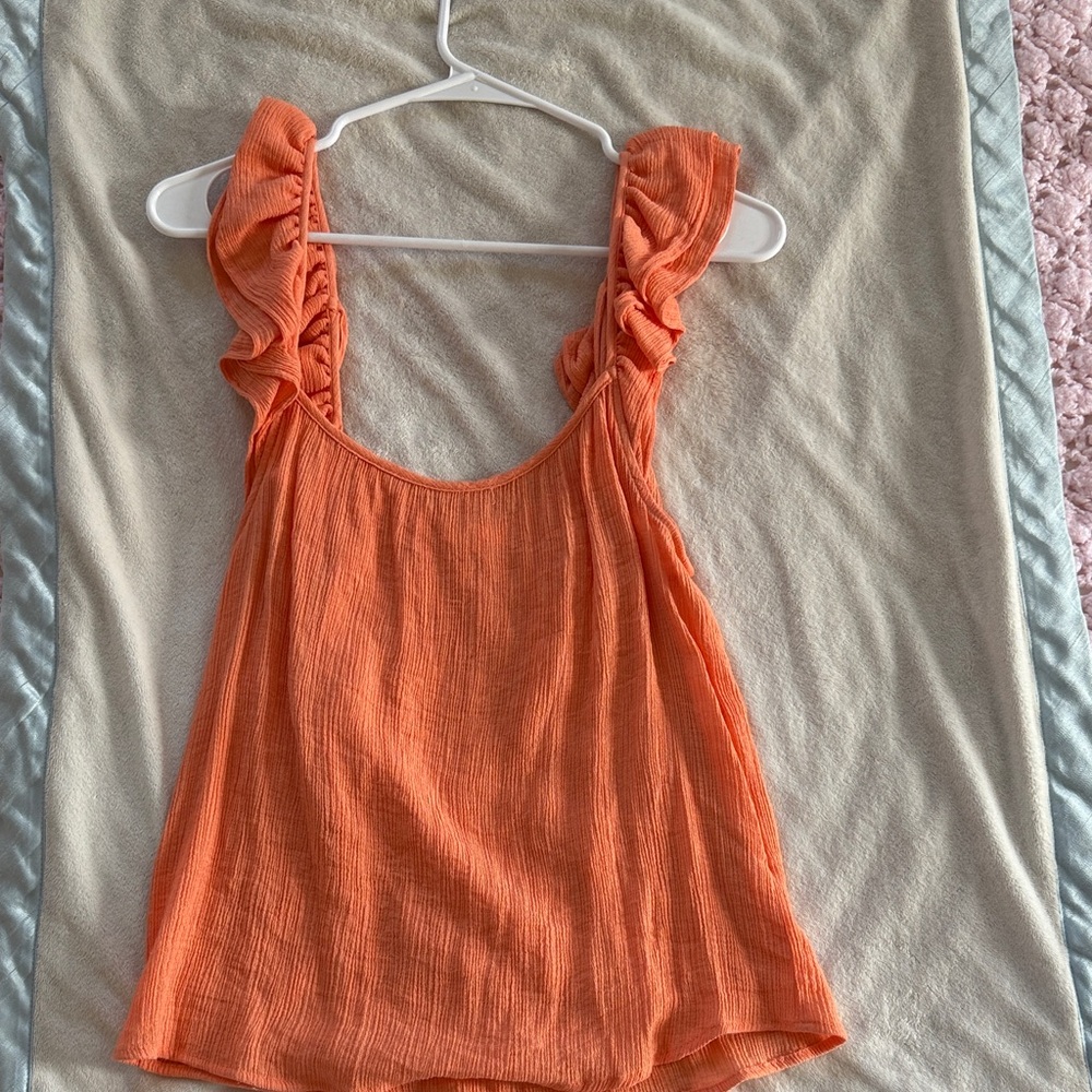Mine Orange Ruffle Tank Top